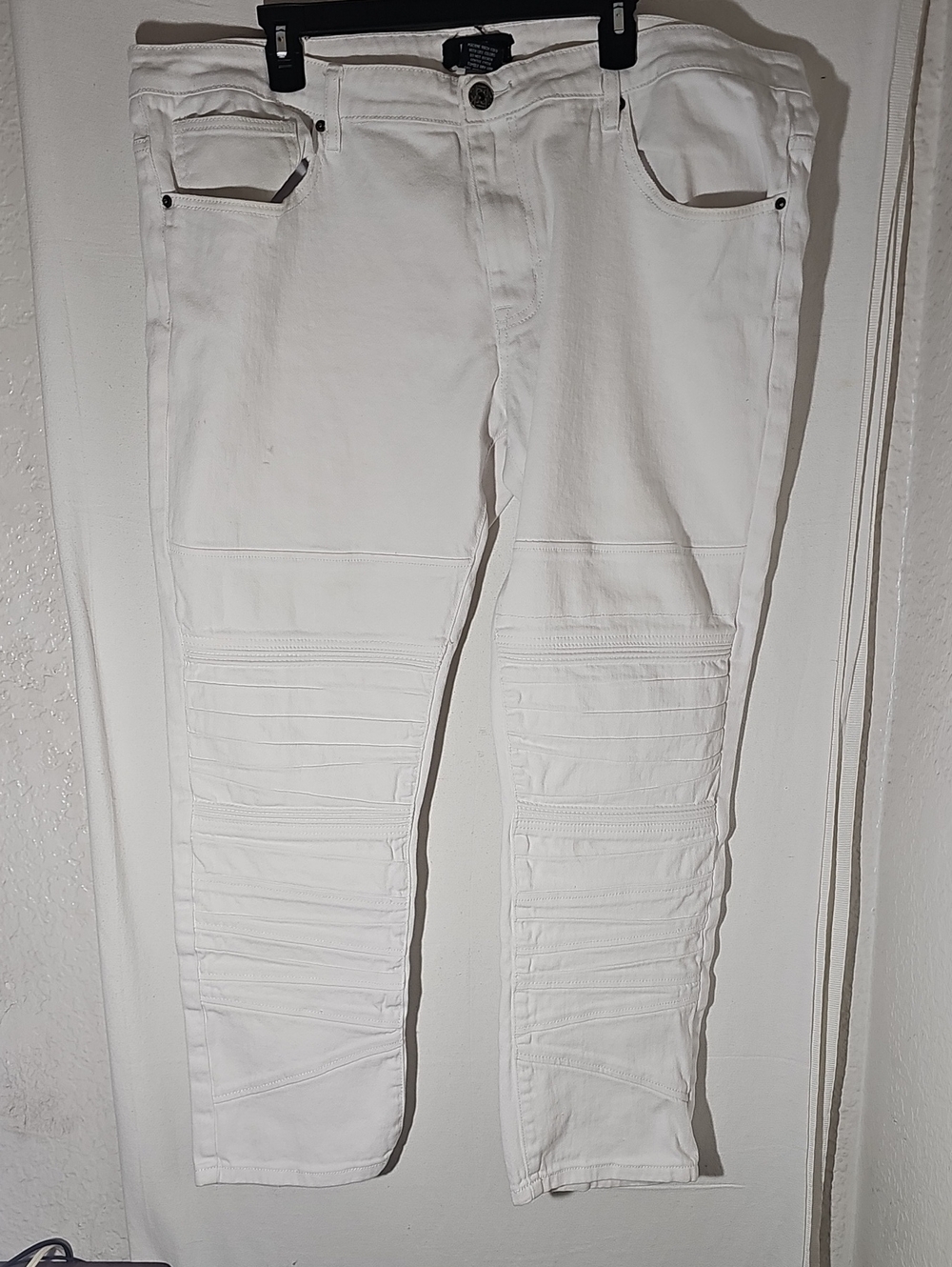 Men's Skinny Moto-Detail Jeans in White